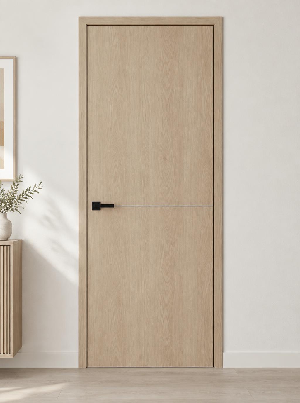 Puerta interior WPC Roble Claro con Incrustación, acabado roble