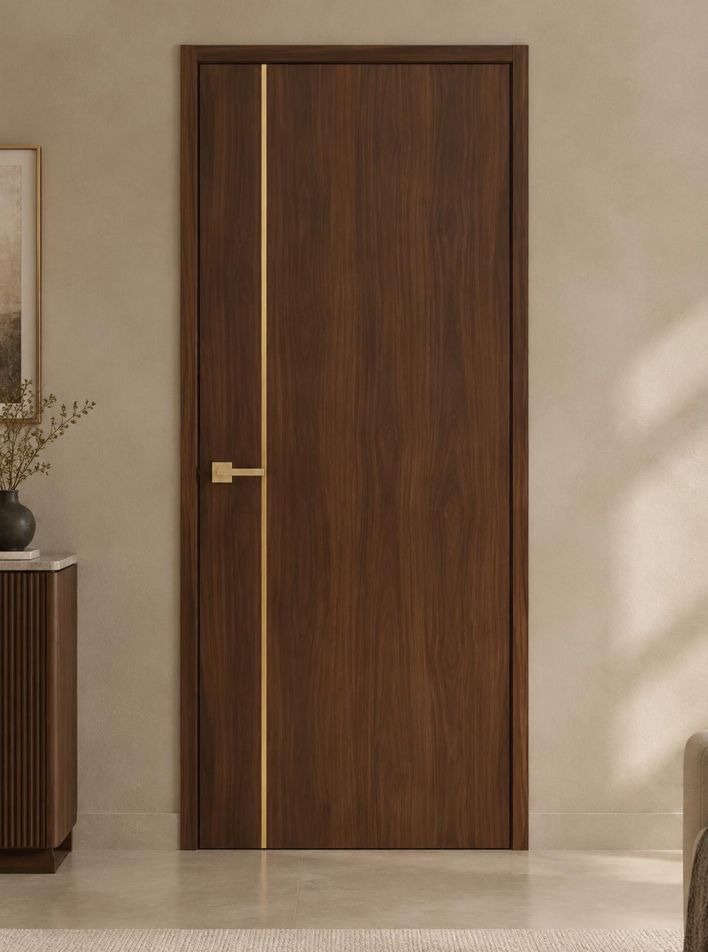 Puerta interior de WPC, modelo Diseño Acento Nogal (imagen ilustrativa)